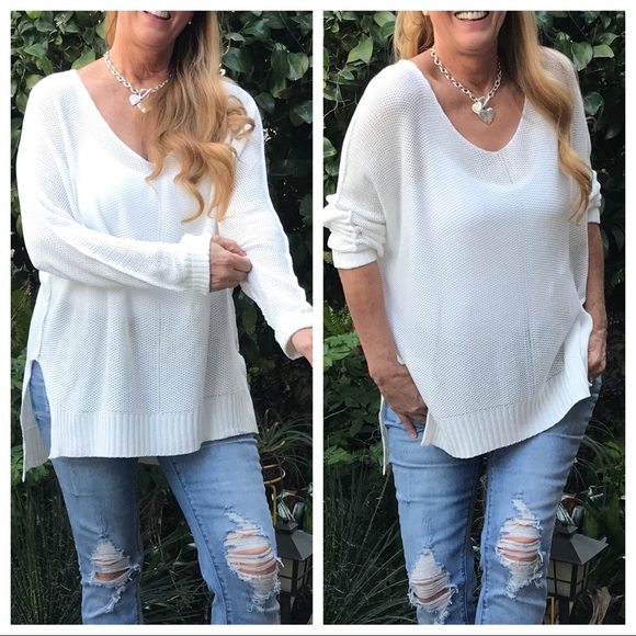 The White Lotus Boutique Sweaters - Smashing the Crazies! White Hi Lo Sweater